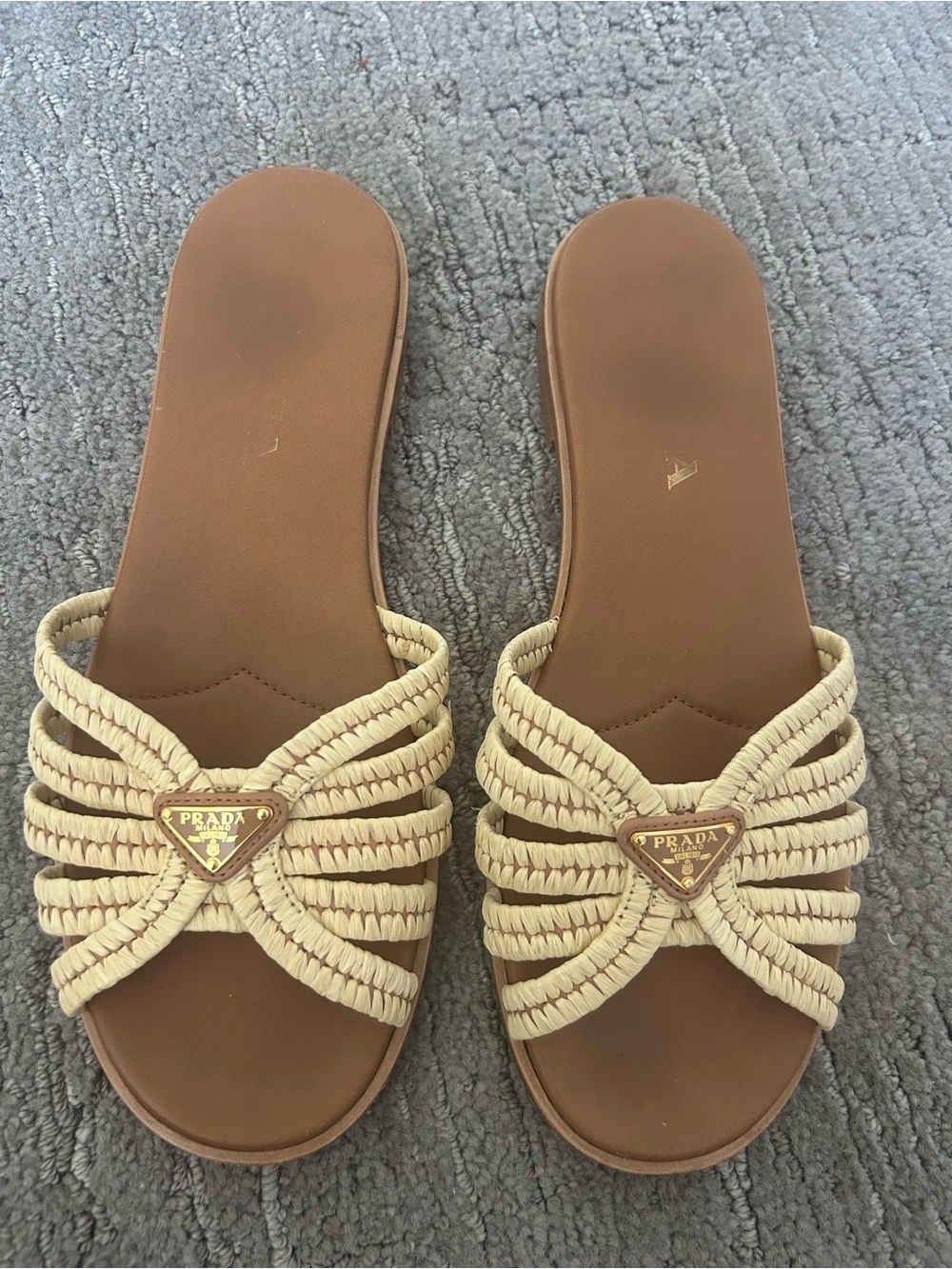 Prada Women's Raffia Slide Sandals